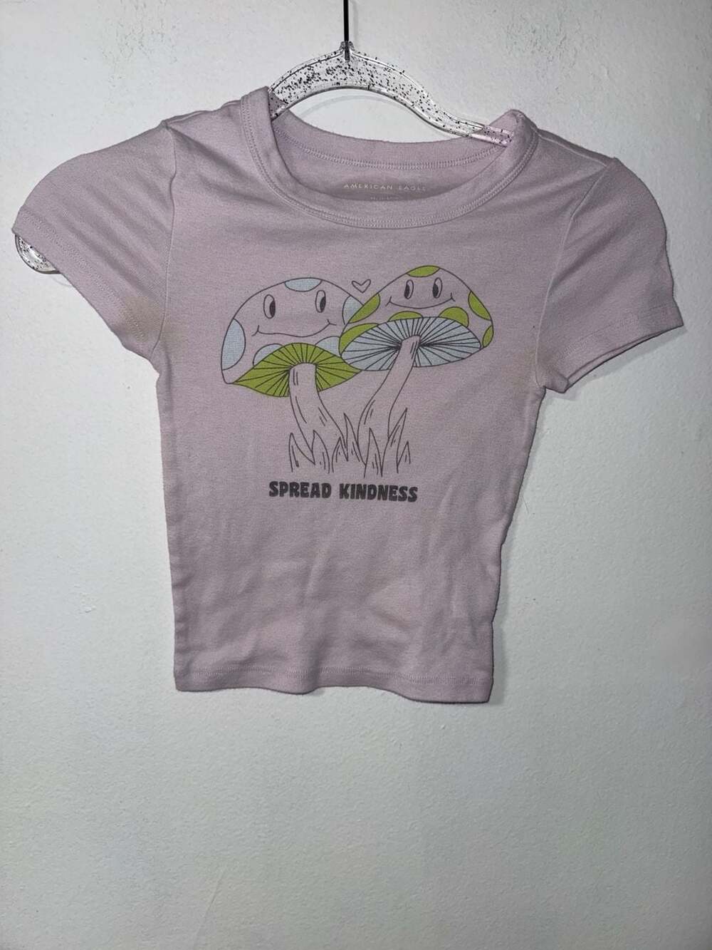 American Eagle Spread Kindness Mushroom Graphic Baby Tee